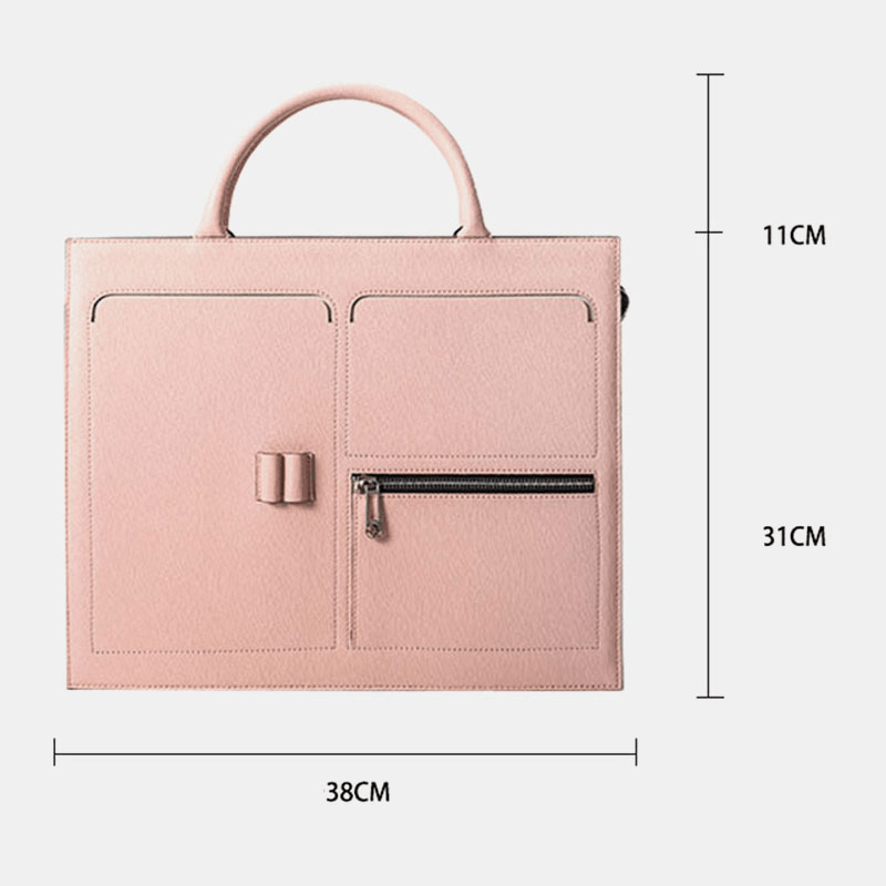 Women Multifunction Handbag Solid 13.3 Inch Laptop Briefcase Crossbody Bag - MRSLM