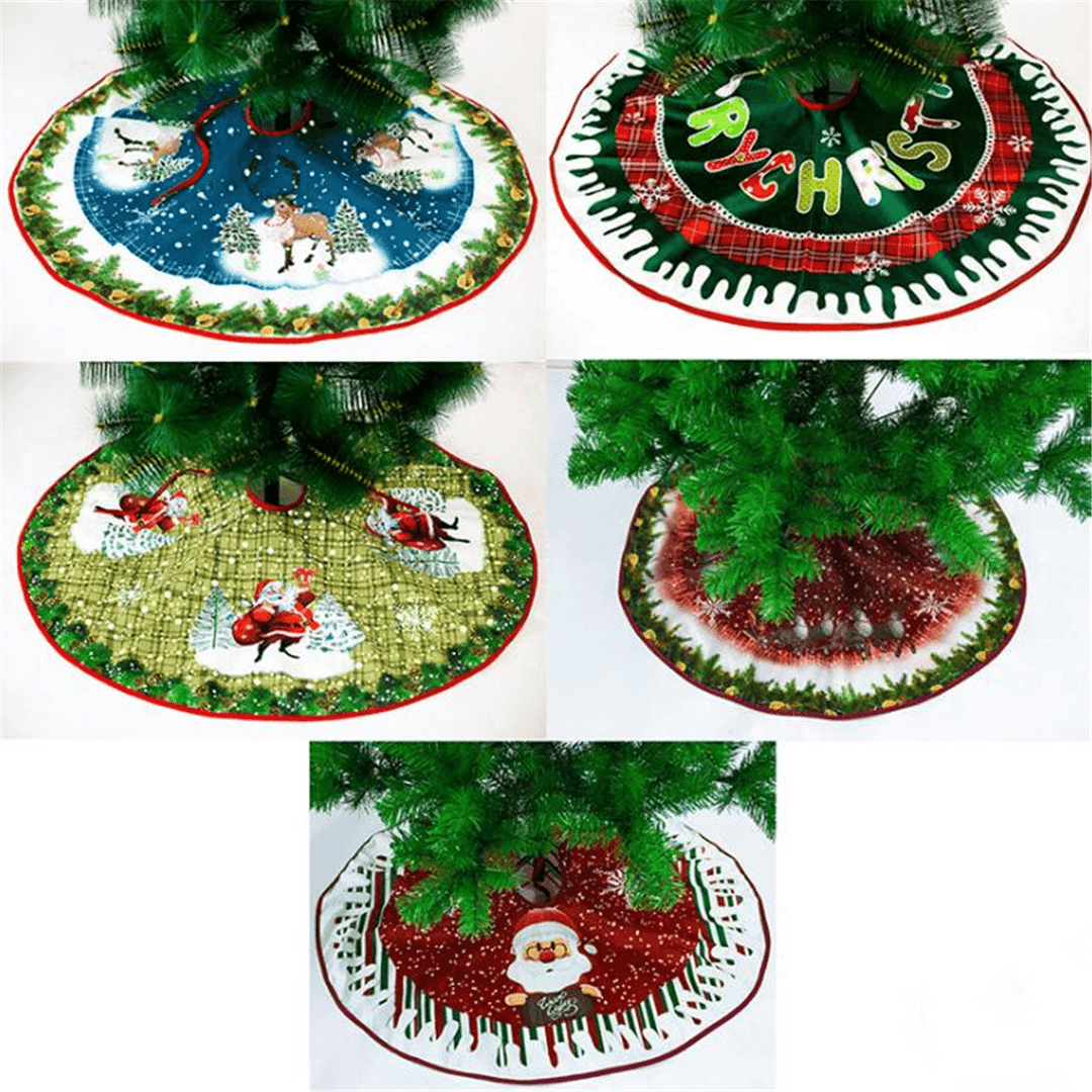 90Cm Christmas Santa Tree Skirts Ornament Dress Mat Border Party Decorations - MRSLM