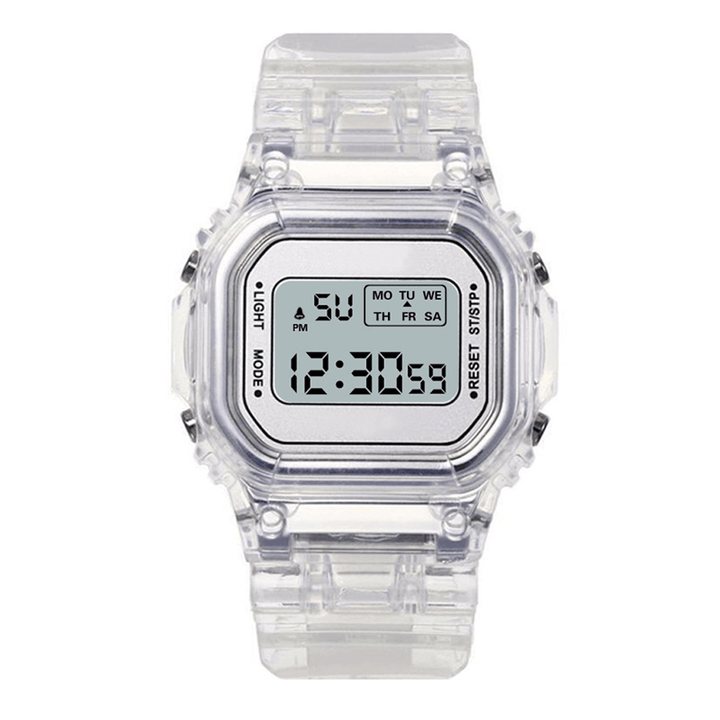 HONHX T576 Multifunction Luminous Display Digital Watch Transparent Alarm Stopwatch Women Watch - MRSLM