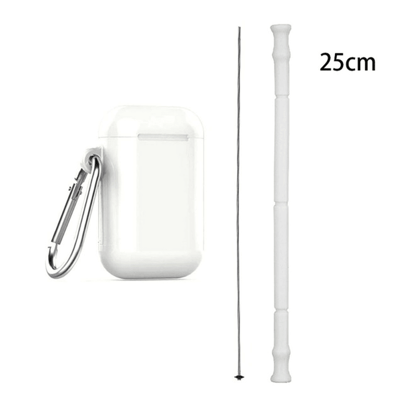 Foldable Silicone Straw Set Food-Grade Silicone Straw with Straw Brush Easy-To-Clean Straw Box Set Portable Drinkware - MRSLM