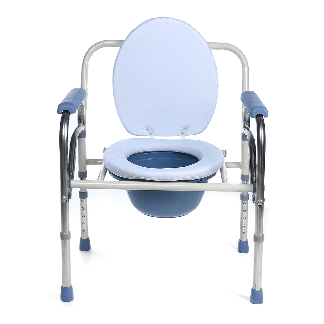 HENGRONG Foldable Commode Chair Elderly Gravida Adjustable Shower Toilet Bedside Potty - MRSLM