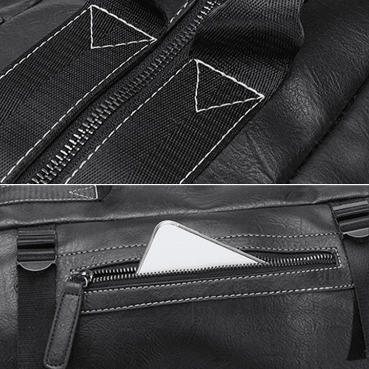 Men Multi-Purpose PU Leather Backpack 15.6 Inch Large Capacity Multi-Pocket Laptop Bag Handbag Crossbody Bags - MRSLM