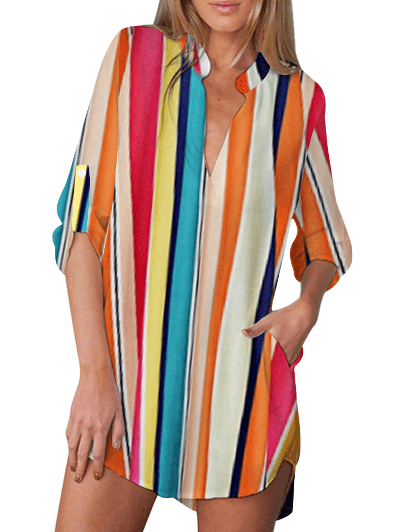 V-Neck Casual Multicolored Floral Summer Dress for Women - MRSLM