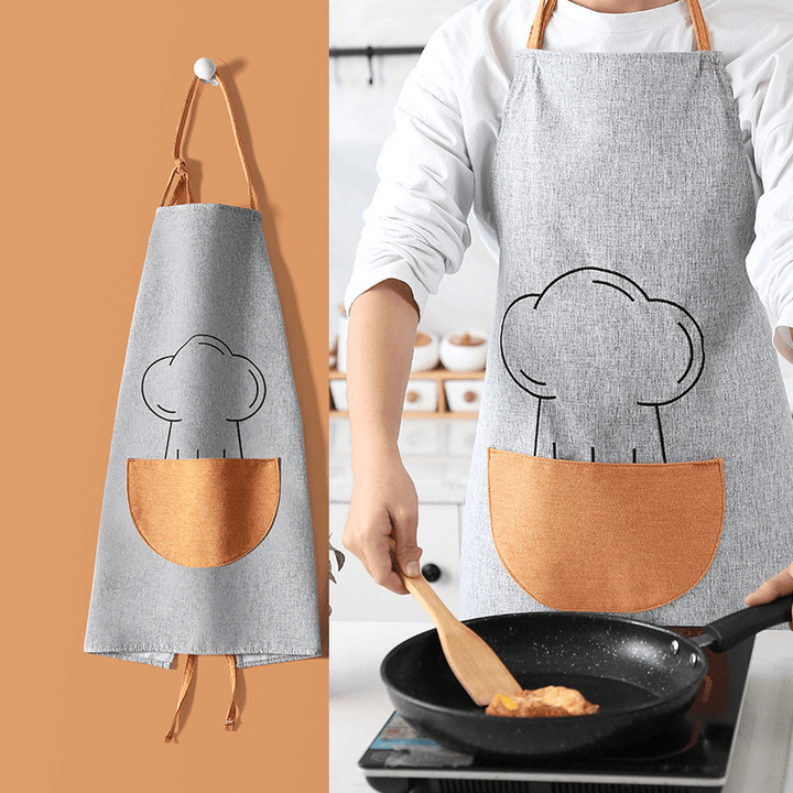 Multifunction Waterproof Kitchen Apron Sleeveless Cotton Linen Cooking Work Cloth for Home Kitchen Tool Working Tool - MRSLM