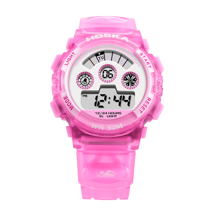 HOSKAS H001S Fresh Pink Blue Color Waterproof Fashion Style Kids Watch Couple Digital Watch - MRSLM