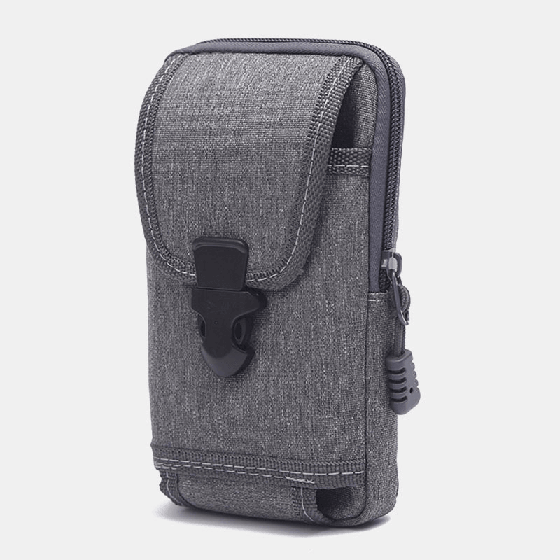 Men Canvas Wear-Resistant Casual Sport 6.8 Inch Phone Bag Waist Bag Tactical Bag - MRSLM