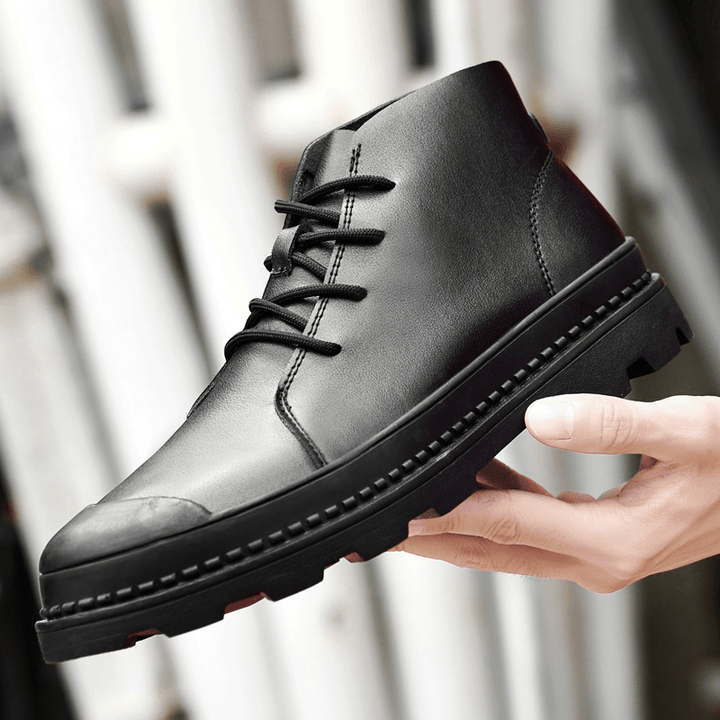 Men Brief Lace up Patchwork Non-Slip Sofe Sole Casual Ankle Boots Martin Boots - MRSLM
