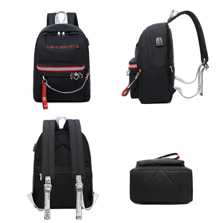 Waterproof Anti-Theft Women USB Port Backpack Laptop Travel School Shoulder Bag - MRSLM