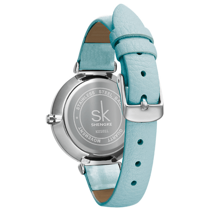 SHENGKE SK K0101 Concise Butterfly Leather Strap Fashion Female Wristband Fresh Color Women Quartz Watch - MRSLM