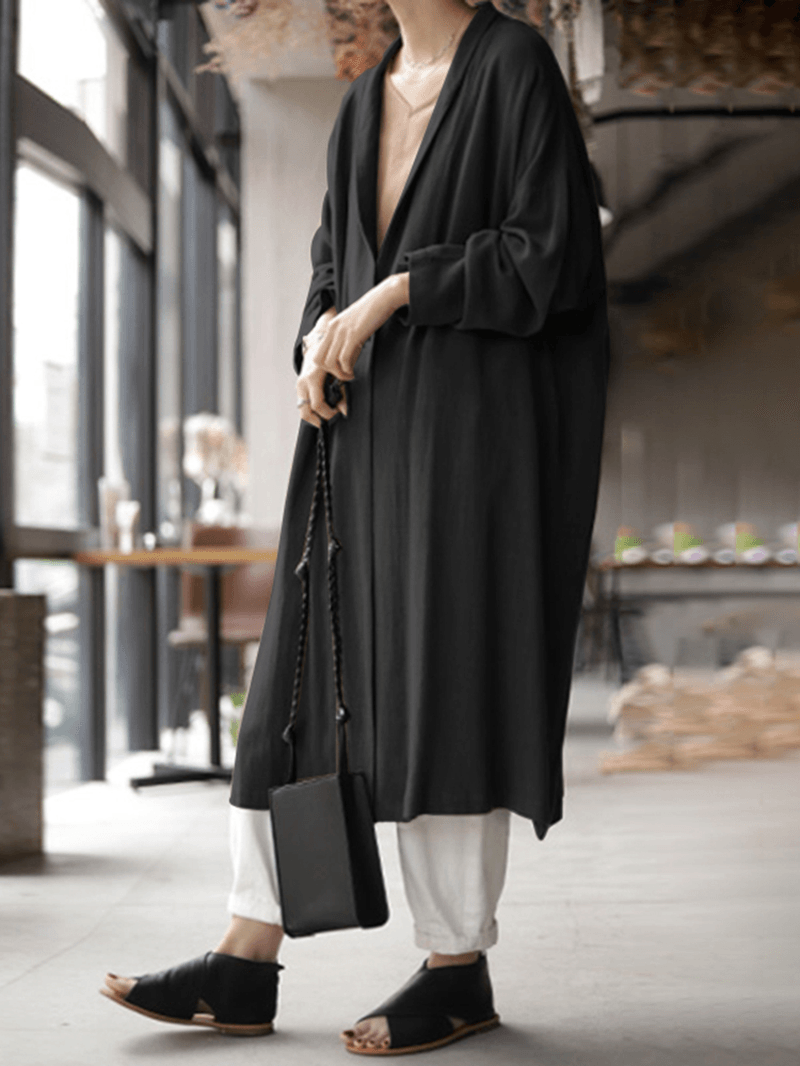 100% Cotton plus Size Solid Soft Raglan Sleeve V-Neck Cardigan for Women - MRSLM