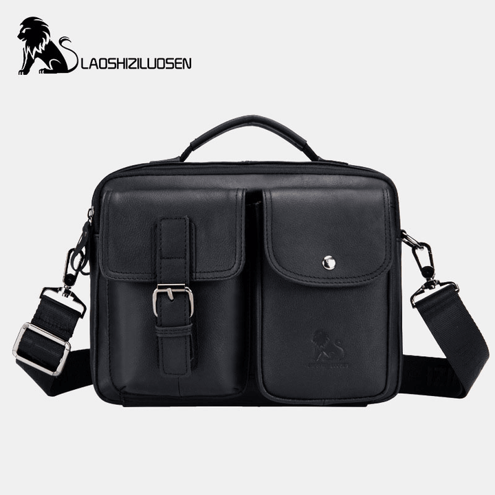 Men Genuine Leather Vintage Business Bag Crossbody Bag Handbag for Work - MRSLM