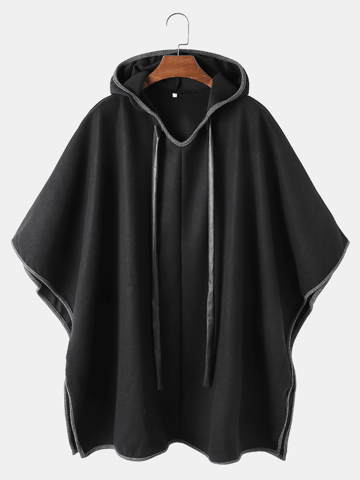 Mens Sleevless Oversized Casual Black Hooded Cloak Cape Coats - MRSLM