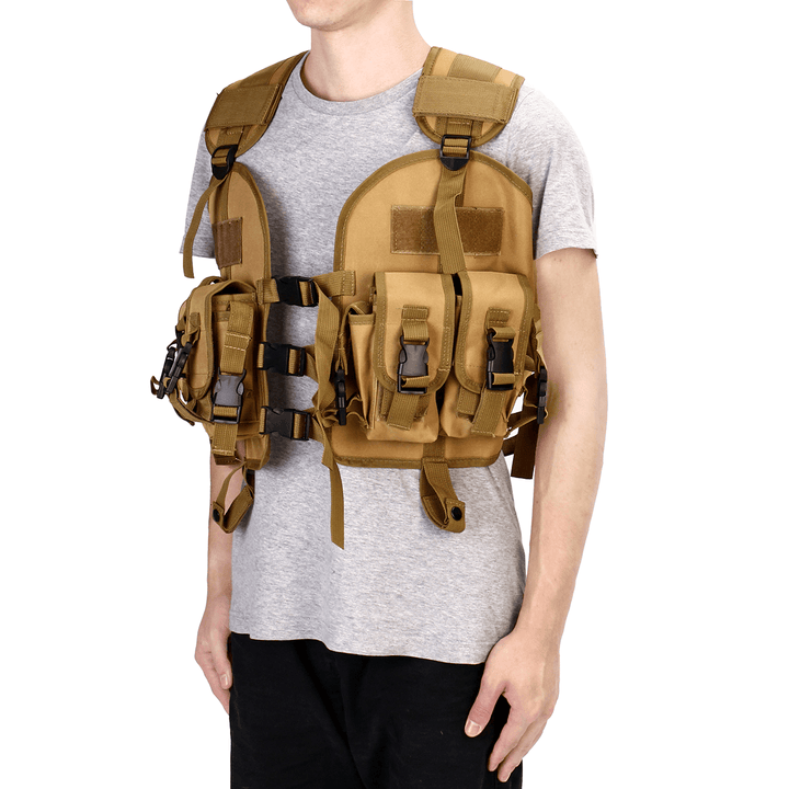 Nylon Camouflage Multi Pocket Tactical Vest Outdoor Hiking Army CS Field Protection Waistcoat - MRSLM