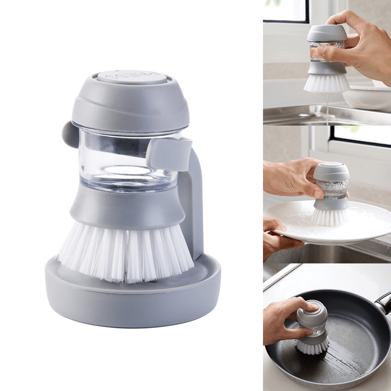 Ipree® Automatic Dishwashing Liquid Adding Brush Pot Pan BBQ Cleaning Tool Camping Picnic - MRSLM