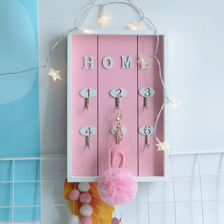Wooden Key Box Shabby Wall Hanging Storage Keys Hook Cabinet Home Decorations - MRSLM