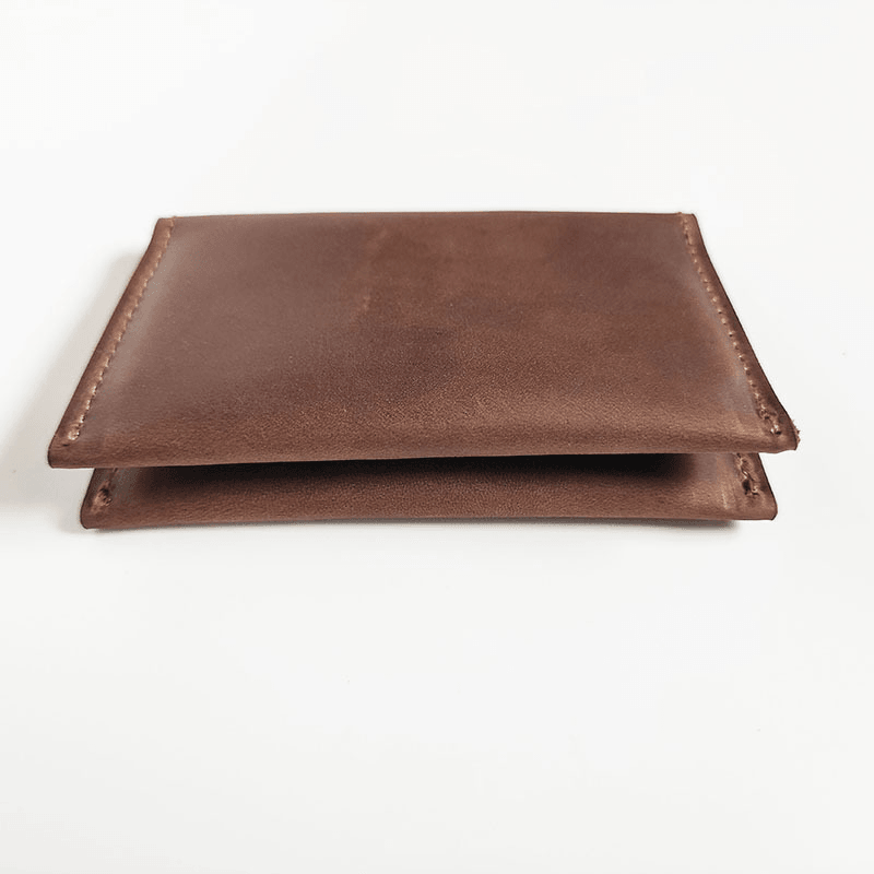 Men Retro Genuine Leather Bifold Thin Card Case Money Clip Wallets - MRSLM
