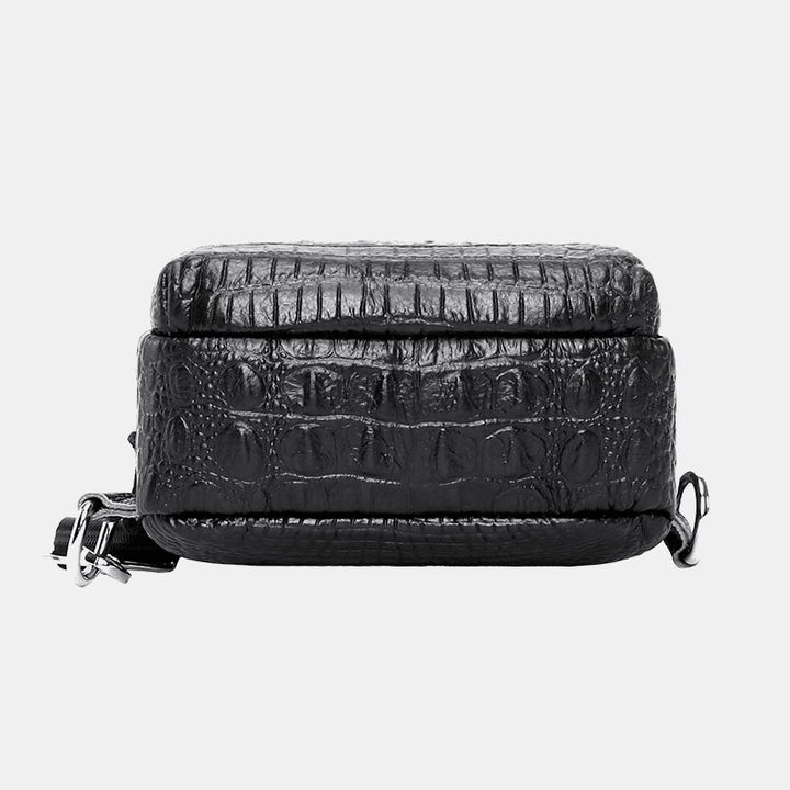 Men Genuine Leather Crocodile Pattern Large Capacity Vintage 6.5 Inch Chest Bags Crossbody Bag Shoulder Bag - MRSLM