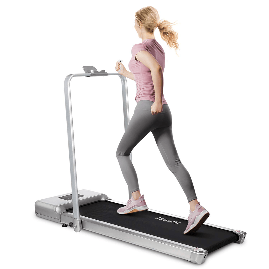 Doufit TD-01 2-In-1 Folding Treadmill Walking Exercise Machine with LED Display Remote Control for Home Office Gym Fitness - MRSLM