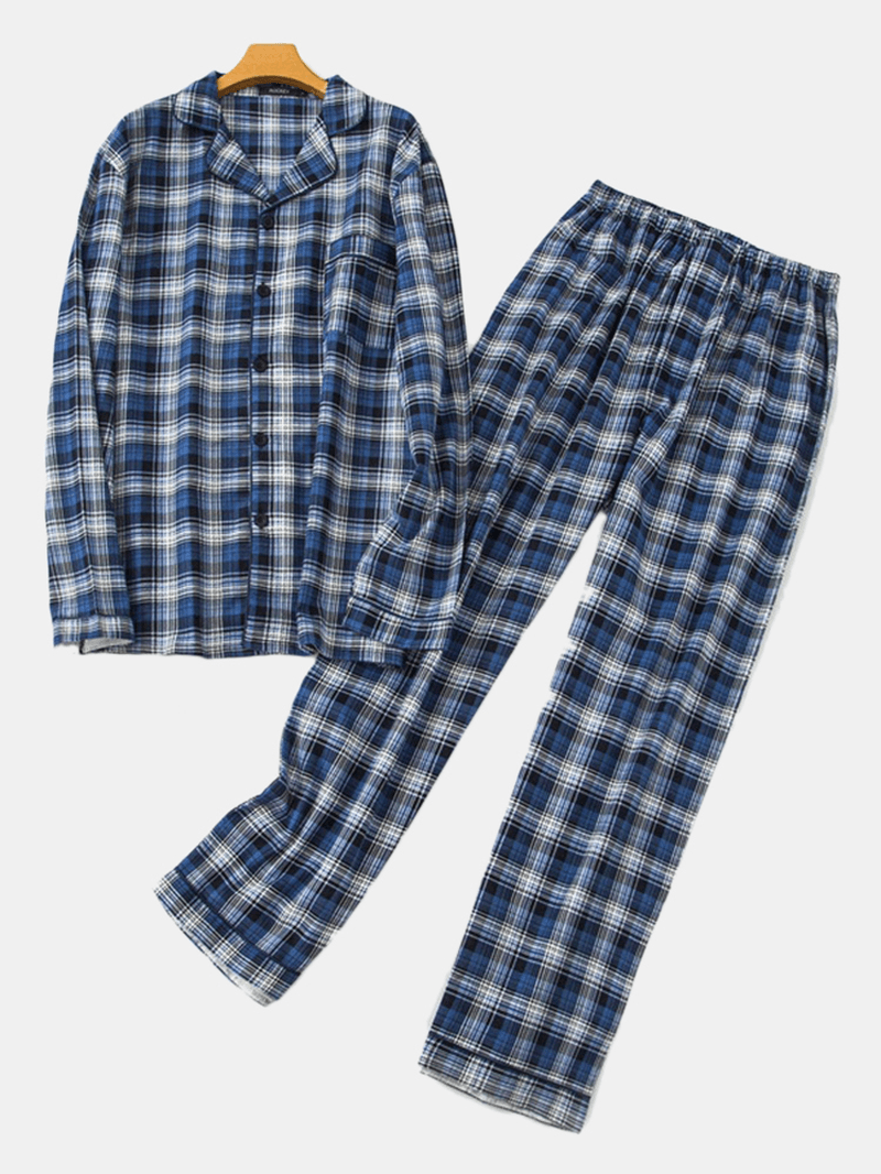 Plaid Cotton Warm Pajamas Set - MRSLM
