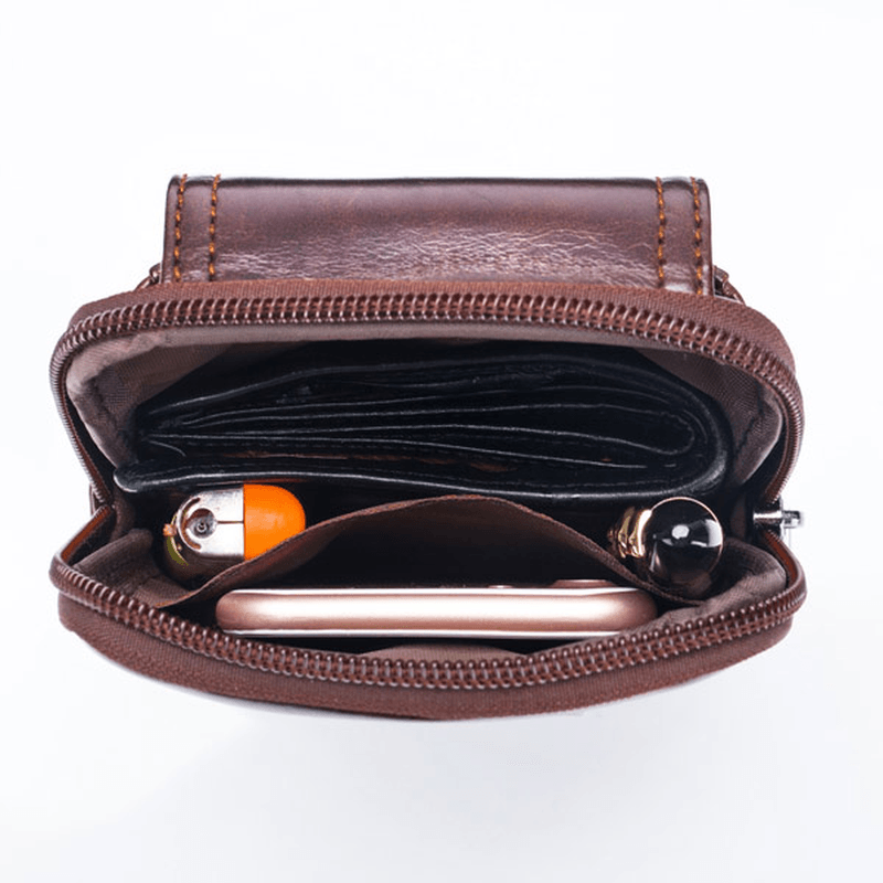 Bullcaptain Bag Men Genuine Leather Loop Belt Phone Bag - MRSLM