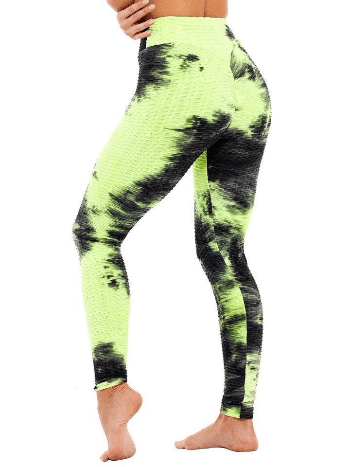 Tie-Dye Random Print High Waist Slim Sport Yoga Casual Leggings for Women - MRSLM