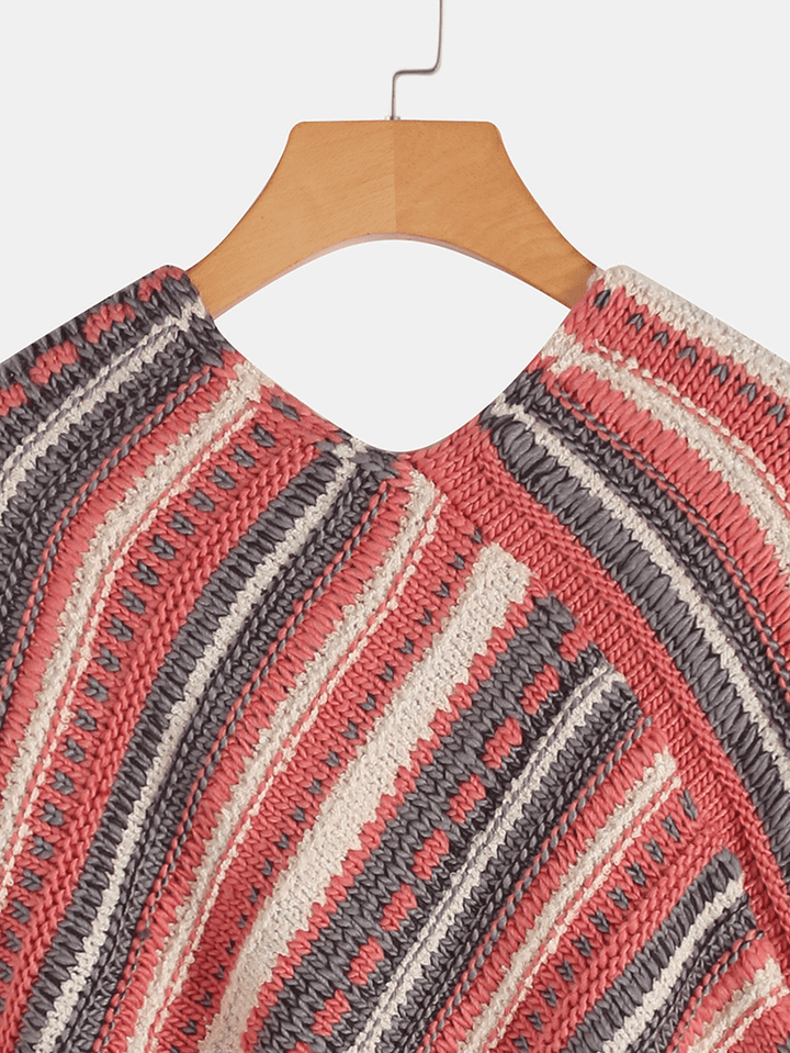 Causal Irregular Hem Striped Sweaters - MRSLM