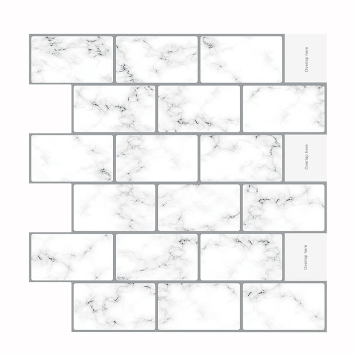 10Pcs Self-Adhesive Marble Pattern Wall Sticker Waterproof Kitchen Bathroom Decoration - MRSLM