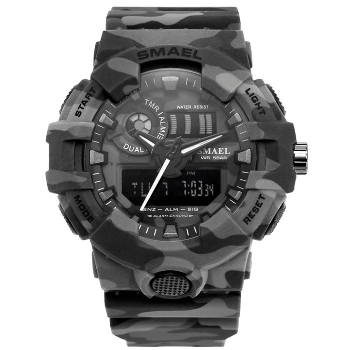 SMAEL 8001 Digital Watch Camouflage Militray Dual Display Men Sports Outdoor Wrist Watch - MRSLM