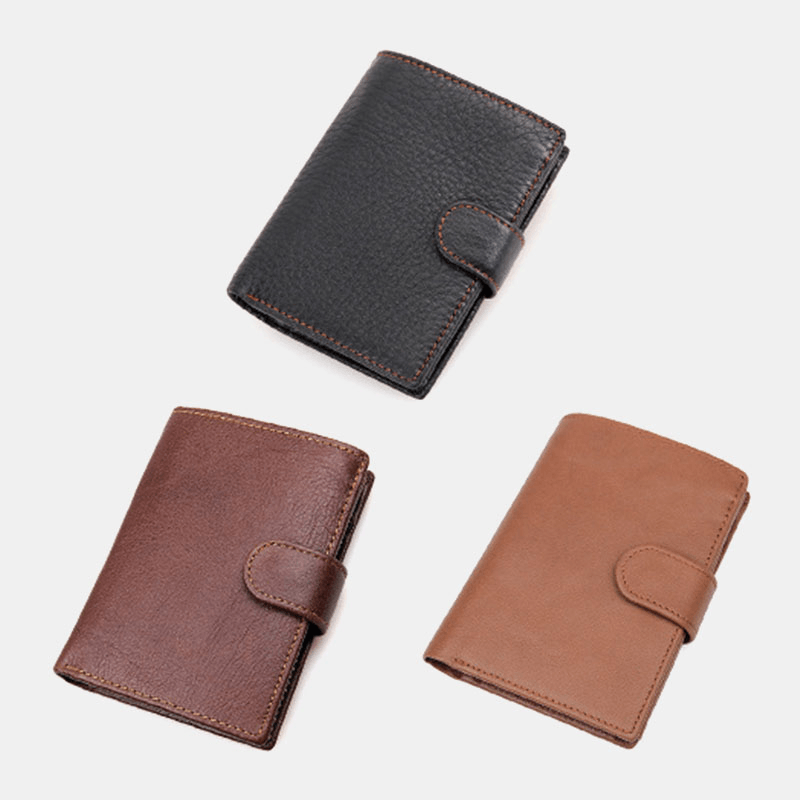 Men Short RFID Anti-Magnetic Genuine Leather Wallet Vintage 11 Card Slot Card Case Driver'S License Wallet - MRSLM