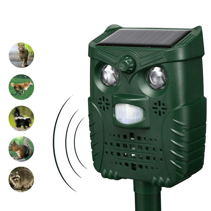 -WH528 Outdoor Solar Ultrasonic Animal Repeller Pest Control Bats Birds Dogs Cats Repeller with Flashing Light - MRSLM