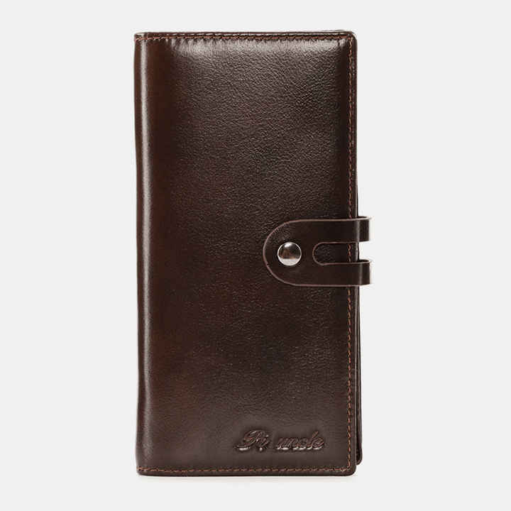 Men Bifold Long Multifunction RFID Anti-Magnetic Wallet Vintage 6.5 Inch Phone Bag 13 Card Slot Card Case - MRSLM