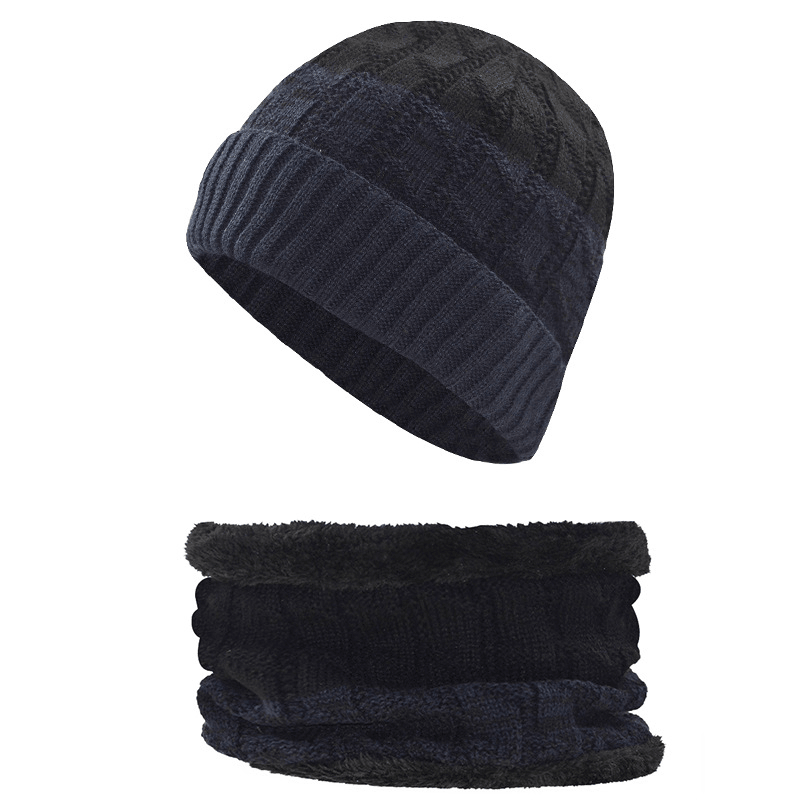 Unisex Fleece Liner Thickened Warm Scarf plus Hat Set - MRSLM