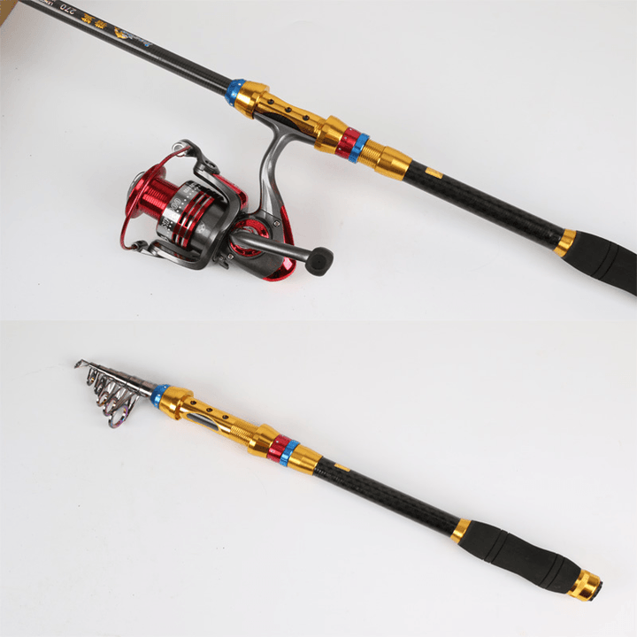 ZANLURE 1.8-3.6M Carbon Fiber Telescopic Fishing Rod Portable Superhard Spinning Rod Sea Fishing Rod - MRSLM