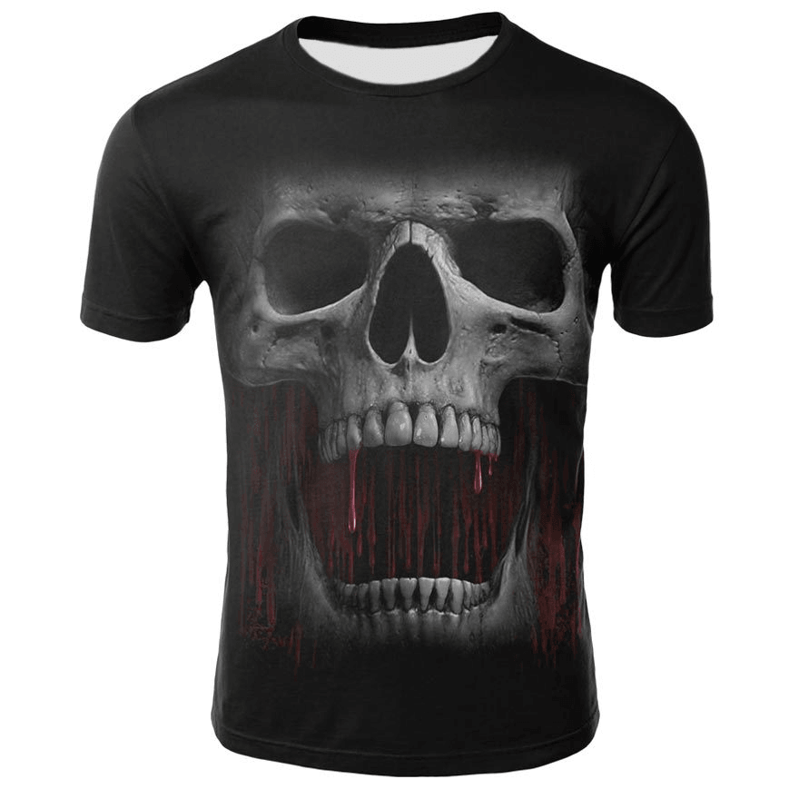 Smoking Skull 3D Digital Print T-Shirt - MRSLM