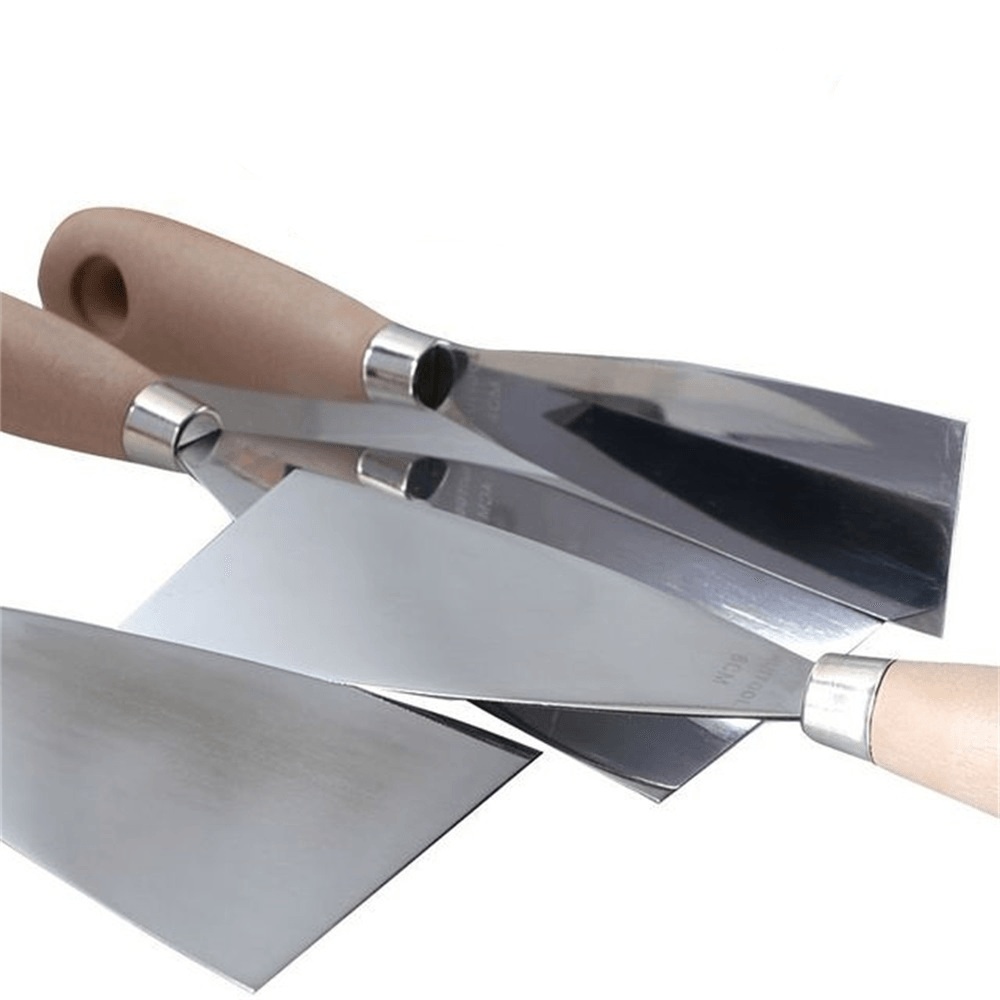 4Pcs Stainless Steel Thick Putty Knife Shovel Cleaning Push Knife Putty Knife Wooden Handle Scrapers - MRSLM