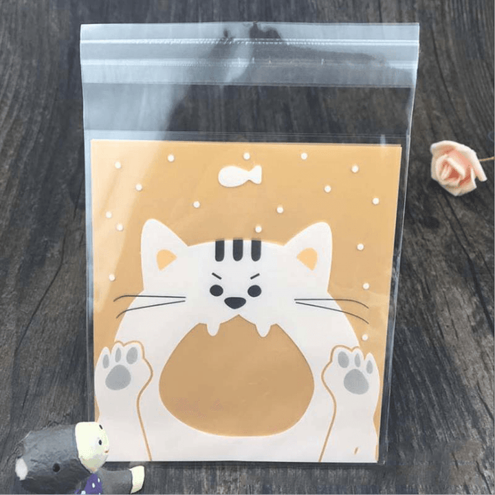 10*10 100Pcs/Lot Creative Cookie Bag Cute Cartoon Candy Baking Plastic Ziplock Packing - MRSLM