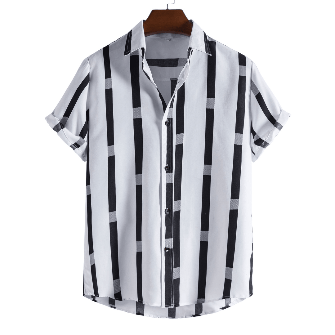 Striped Loose plus Size Casual Men'S Shirt - MRSLM