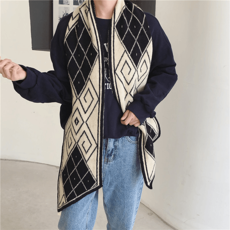 Women'S Sharp-Cornered Thick Warm Knitted Scarf - MRSLM