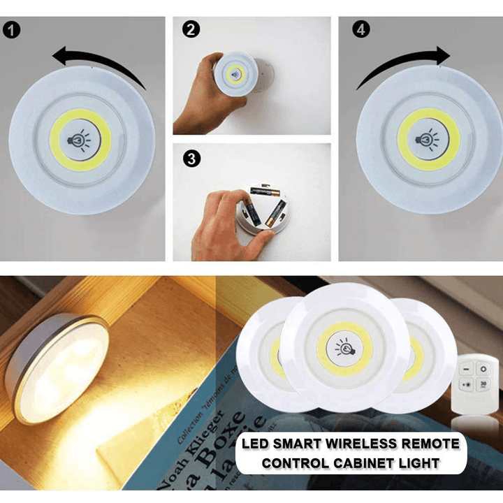 Super Bright COB under Cabinet Light LED Wireless Remote Control Dimmable Wardrobe Night Lamp Home Bedroom Closet Kitchen - MRSLM
