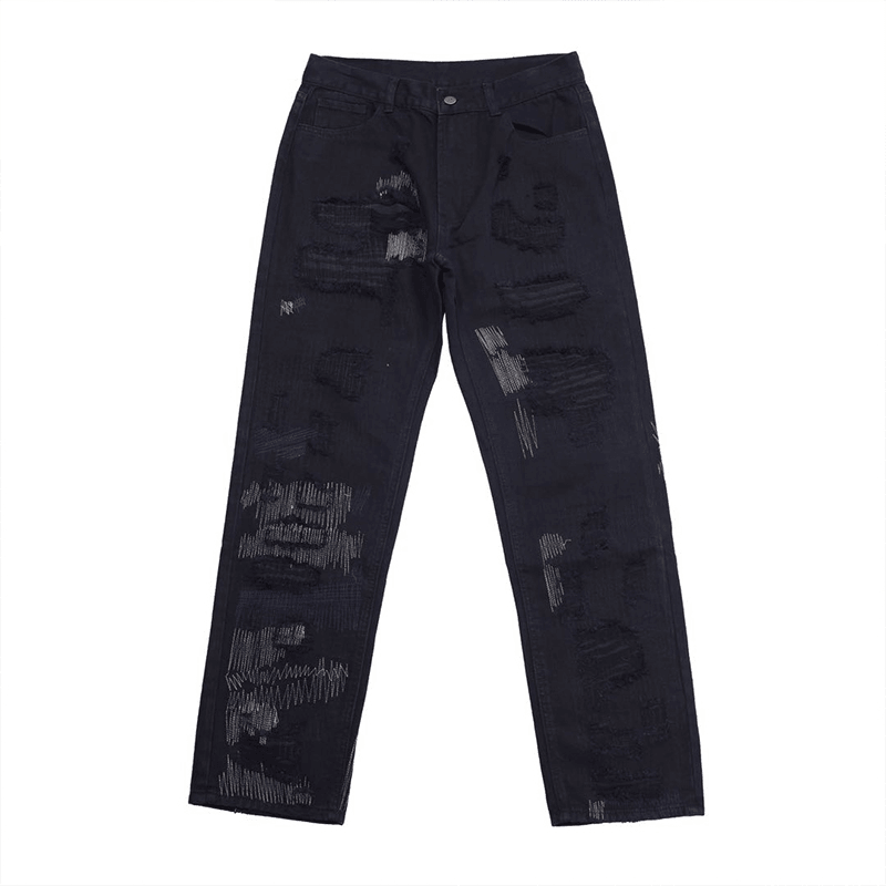 7Tt Original National Chaogao Street Cut Loose Straight Jeans Men''S Wide Leg High Waist Versatile Casual Pants - MRSLM