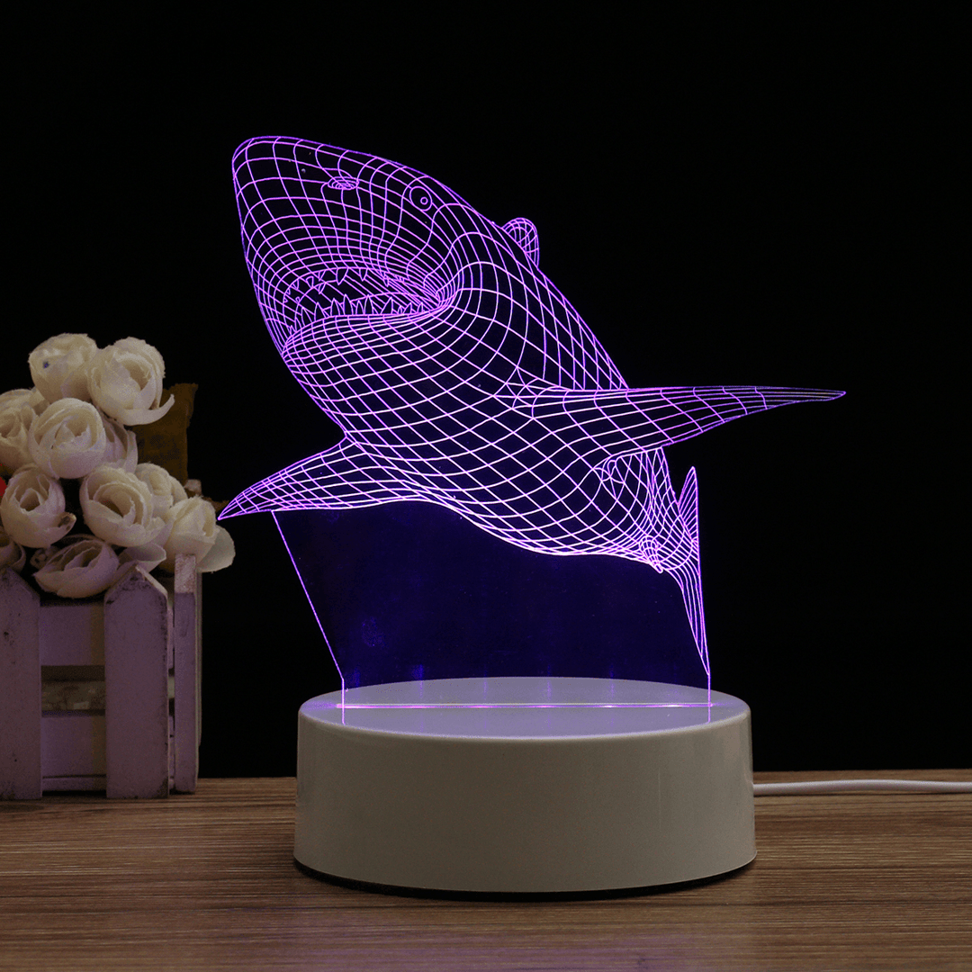 Acrylic Shark Color Changeable 3D LED Touch Control Table Lamp Holiday Gifts Decorations - MRSLM