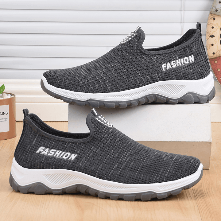 Men Fabric Breathable Soft Bottom Lightweight Slip on Comfy Casual Sports Shoes - MRSLM