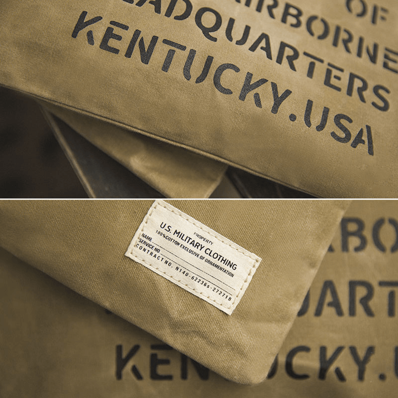 Men Vintage Oil Wax Canvas Letter Pattern Large Capacity Splashproof Document Bag Clutch Bag - MRSLM