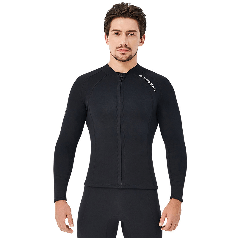 DIVE&SAIL Men'S Wetsuit 2Mm Wetsuit Separate Long-Sleeved Tops Cold-Proof Warm Large Size Surf Suit - MRSLM