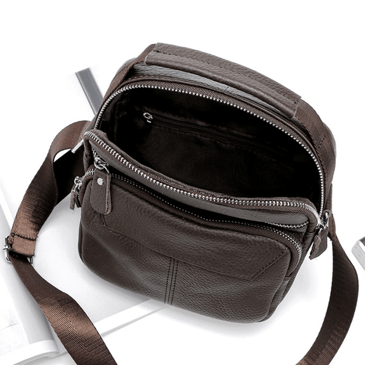 Vintage Genuine Leather Stitching Casual Crossbody Shoulder Bag for Men - MRSLM