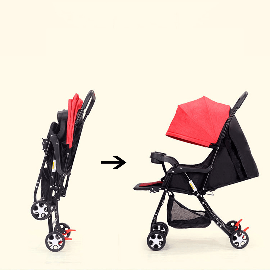 Baby Folding Adjustable Stroller Pushchair with 600D Waterproof＆Sunscreen Oxford Safe Stable Kids Toddler Pram Car for 0-3 Year Old - MRSLM
