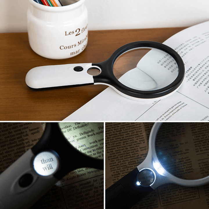 45X Handheld Magnifying Glass with 3 LED Light Magnifier Jewelry Loupe Lens - MRSLM