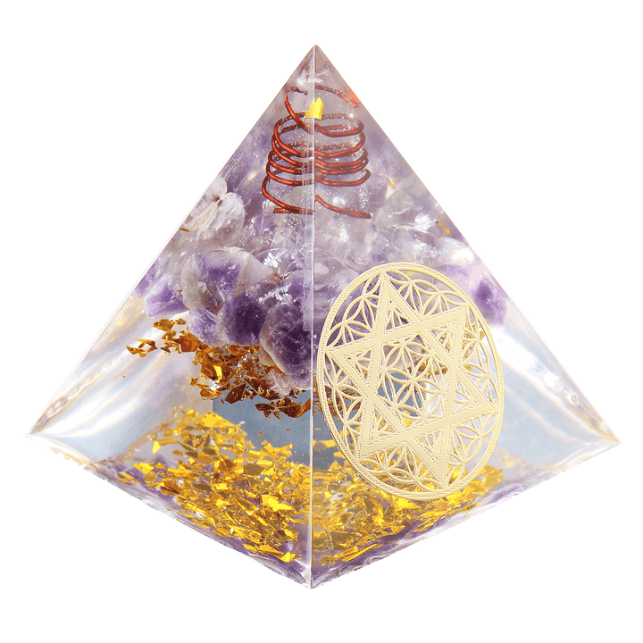 Reiki Energy Charged Large Amethyst Quarz 7 Chakra Orgone Pyramid for Crystals - MRSLM