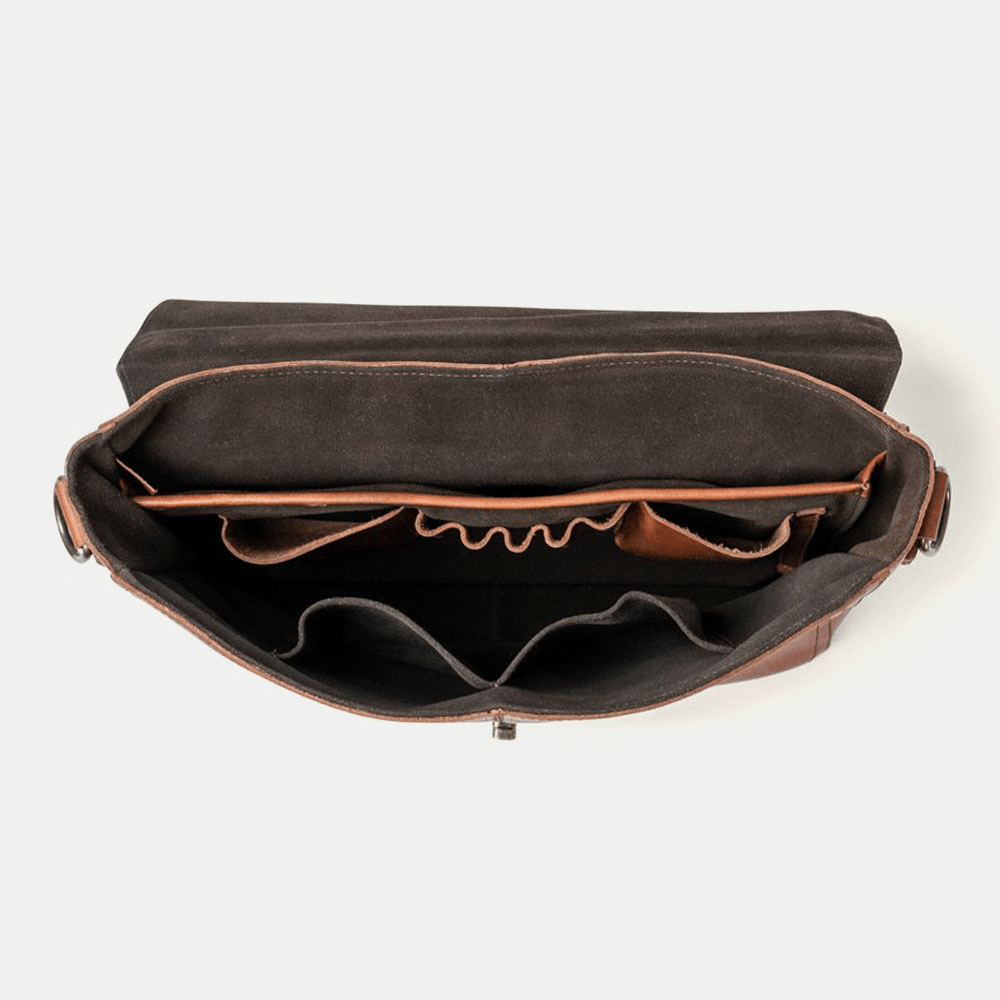 Men PU Leather Multifunction Vintage 15.6 Inch Laptop Anti-Theft Briefcase Messenger Bag Crossbody Bag - MRSLM