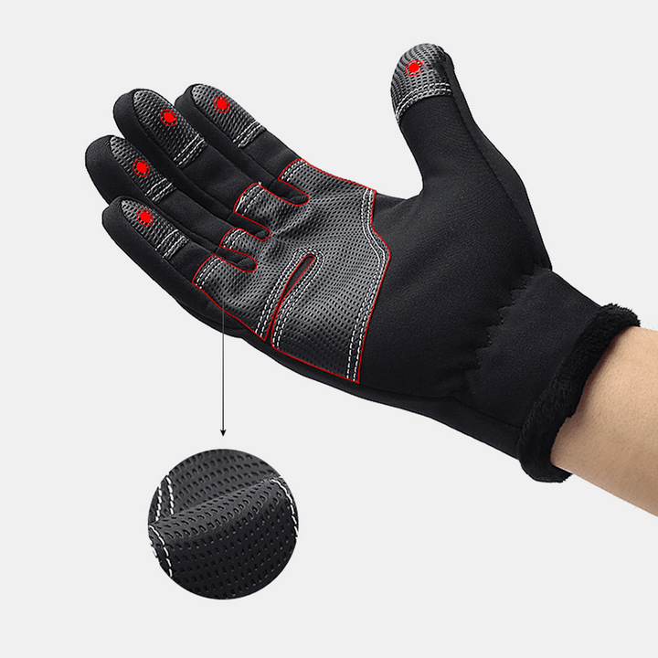 Unisex Fleece Screen Touchable Winter Outdoor Keep Warm Waterproof Cycling Riding Full-Finger Gloves - MRSLM
